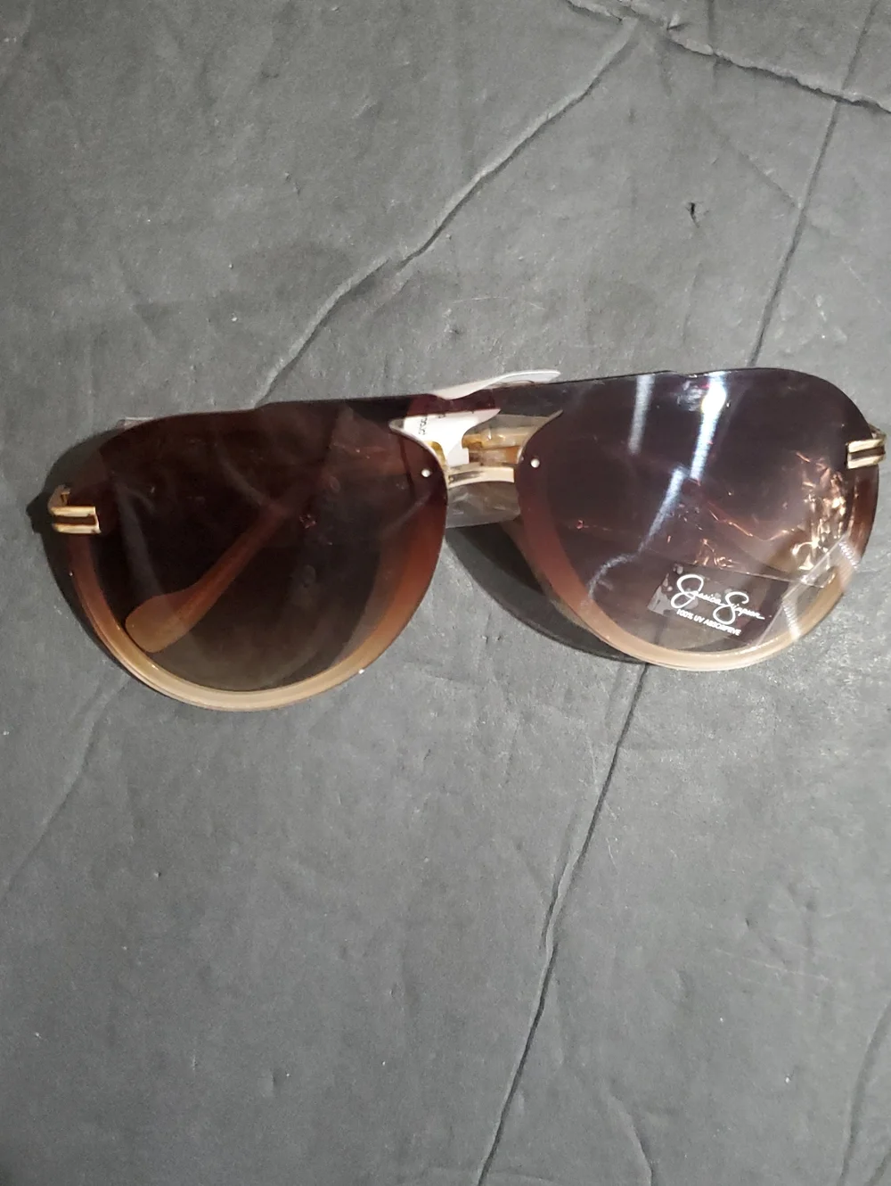 Jessica Simpson j6195 nude rimless brown‎ fade gradient aviator style sunglasses